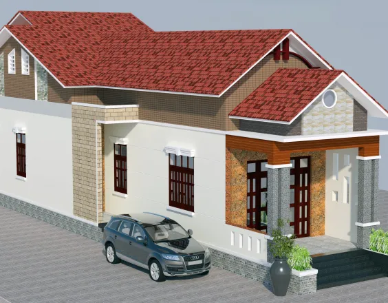 Mẫu thiết kế nhà cấp 4 mái thái hiện đại, 3 phòng ngủ