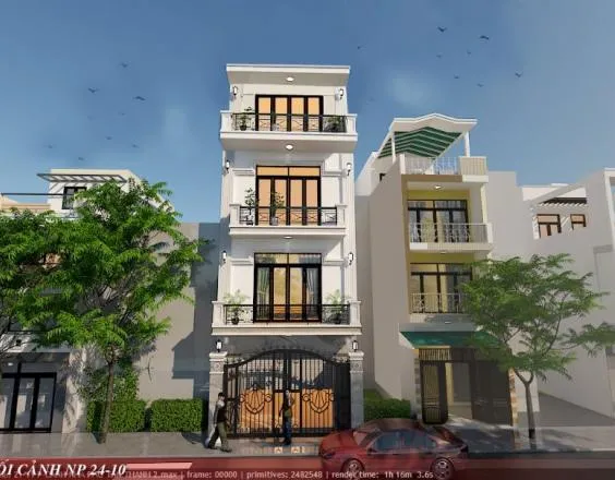 Mẫu nhà phố 1 trệt 3 lầu đẹp, hiện đại